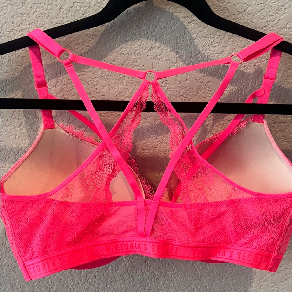 Victoria's Secret Neon Pink Strappy Lace Bralette
